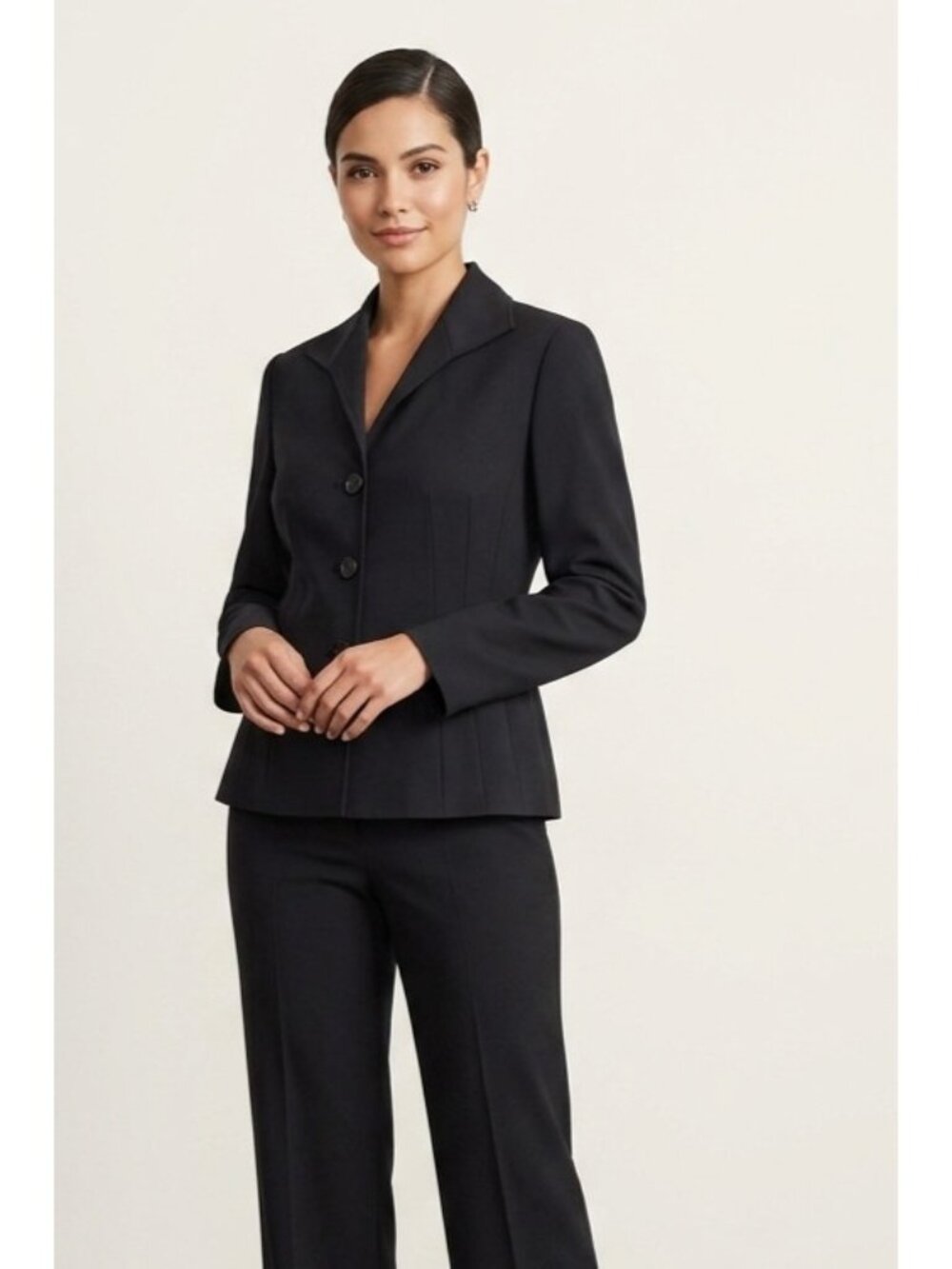 Lafayette 148 NY Black Stretch Virgin Wool Office Career Blazer Jacket
